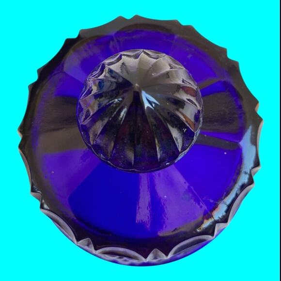 Vtg Mosser Glass Cobalt Blue Grape & Leaf Pattern Butter Dish Cover Only No Base - Picture 6 of 11